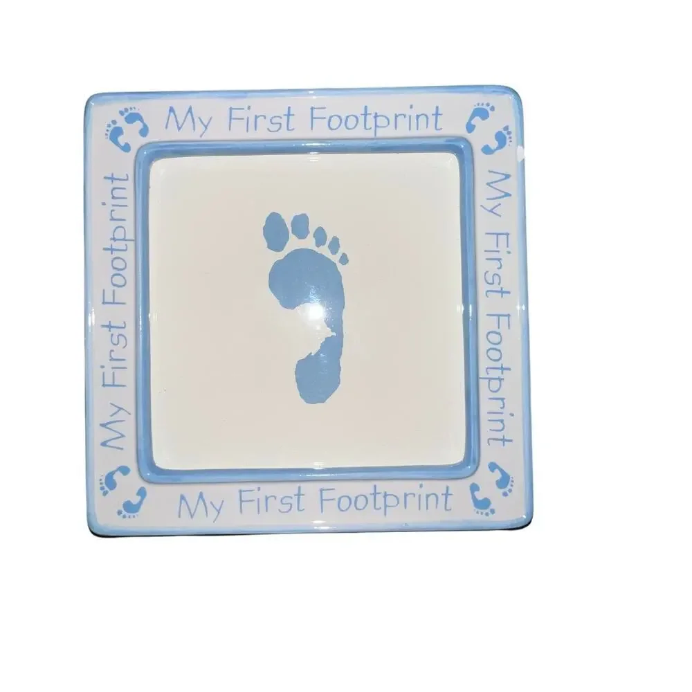 Mud Pie 5” handprint footprint handcrafted hanging keepsake‎ picture frame blue